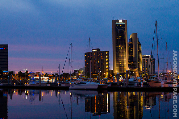 Corpus Christi Skyline, Marina, & Boats at Dusk